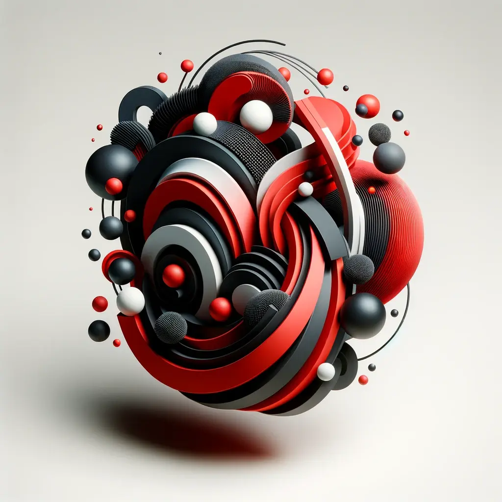 DALL·E 2024-01-09 13.31.54 - A 3D illustration that embodies the concept of 'our values' in red and black colors. This artwork should convey principles like integrity, collaborati (1)