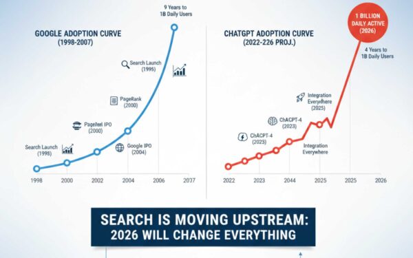 ChatGPT Adoption Curve vs Google Why 2026 Will Redefine SEO and Search Visibility ChatGPT Adoption Curve vs Google: Why 2026 Will Redefine SEO and Search Visibility